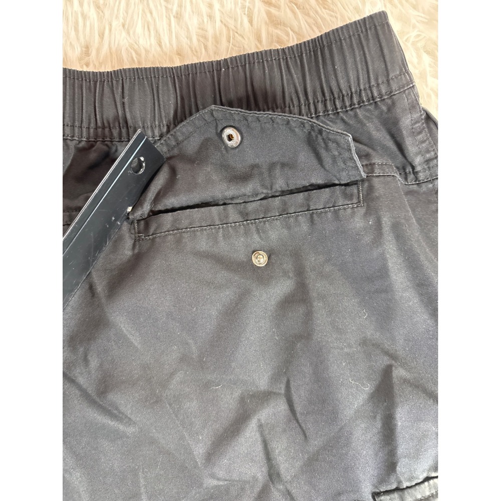 CSG Mens Black Cargo Pants Elastic Waist Cotton Nylon Utility Trousers Size L - Picture 8 of 10